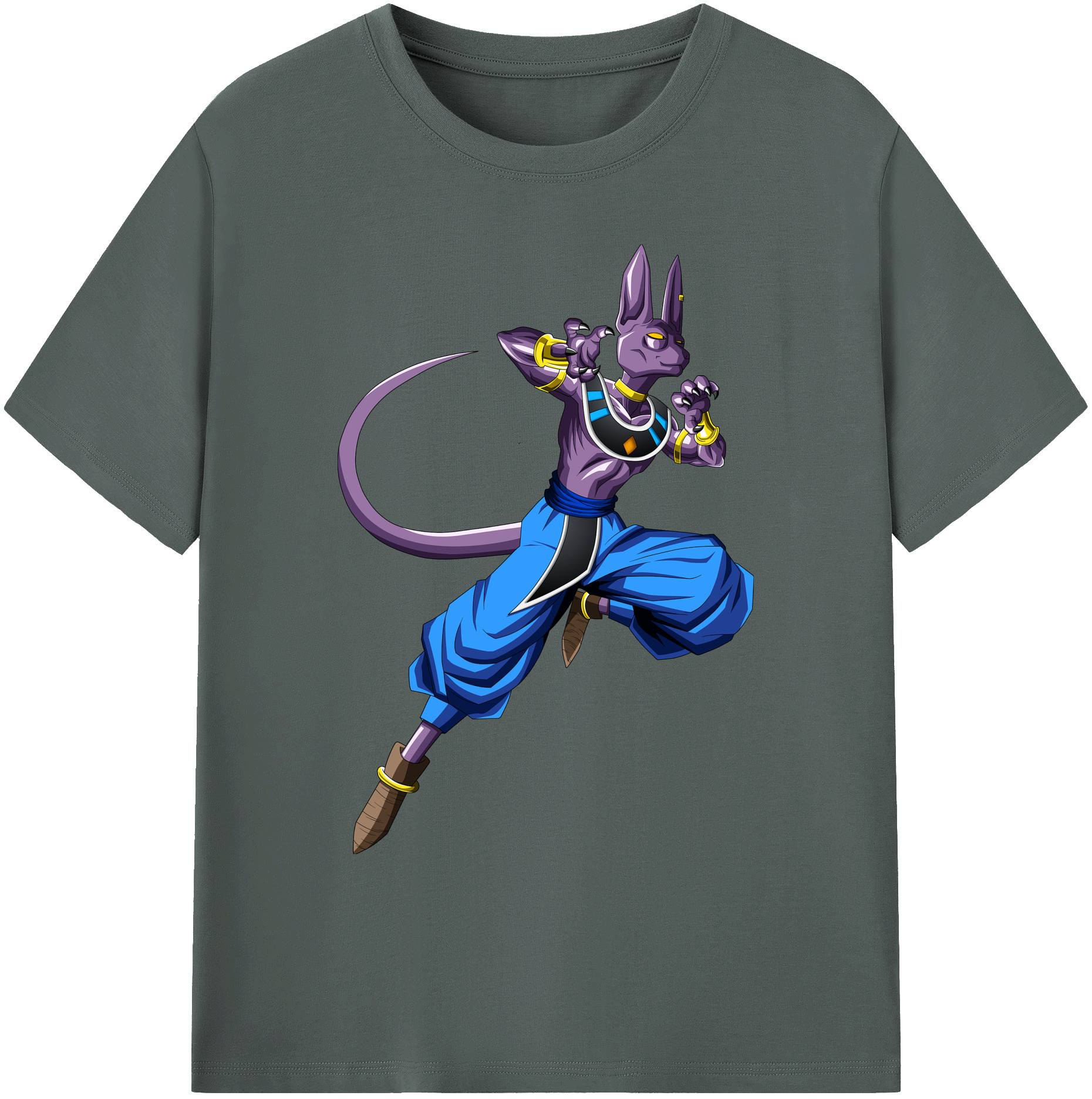 （画像用） ドラゴンボール ビルス 破壊神ビルス DRAGON BALL Beerus Birusu 綿100％ メンズ半袖Tシャツ｜肌触りやわらか＆通気性